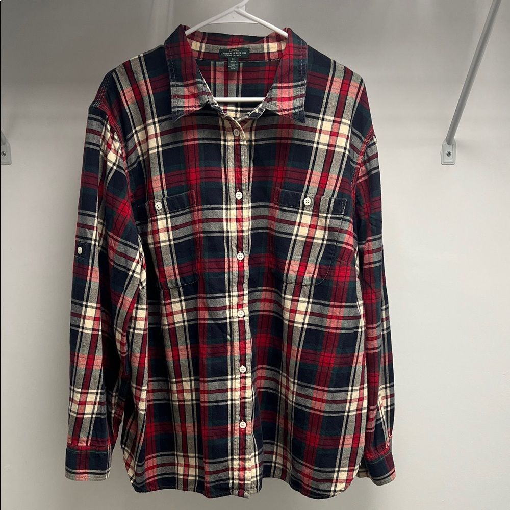 Ralph Lauren Red and Blue Plaid Button-Down Shirt